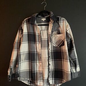 Men's Black and White Plaid Shirt